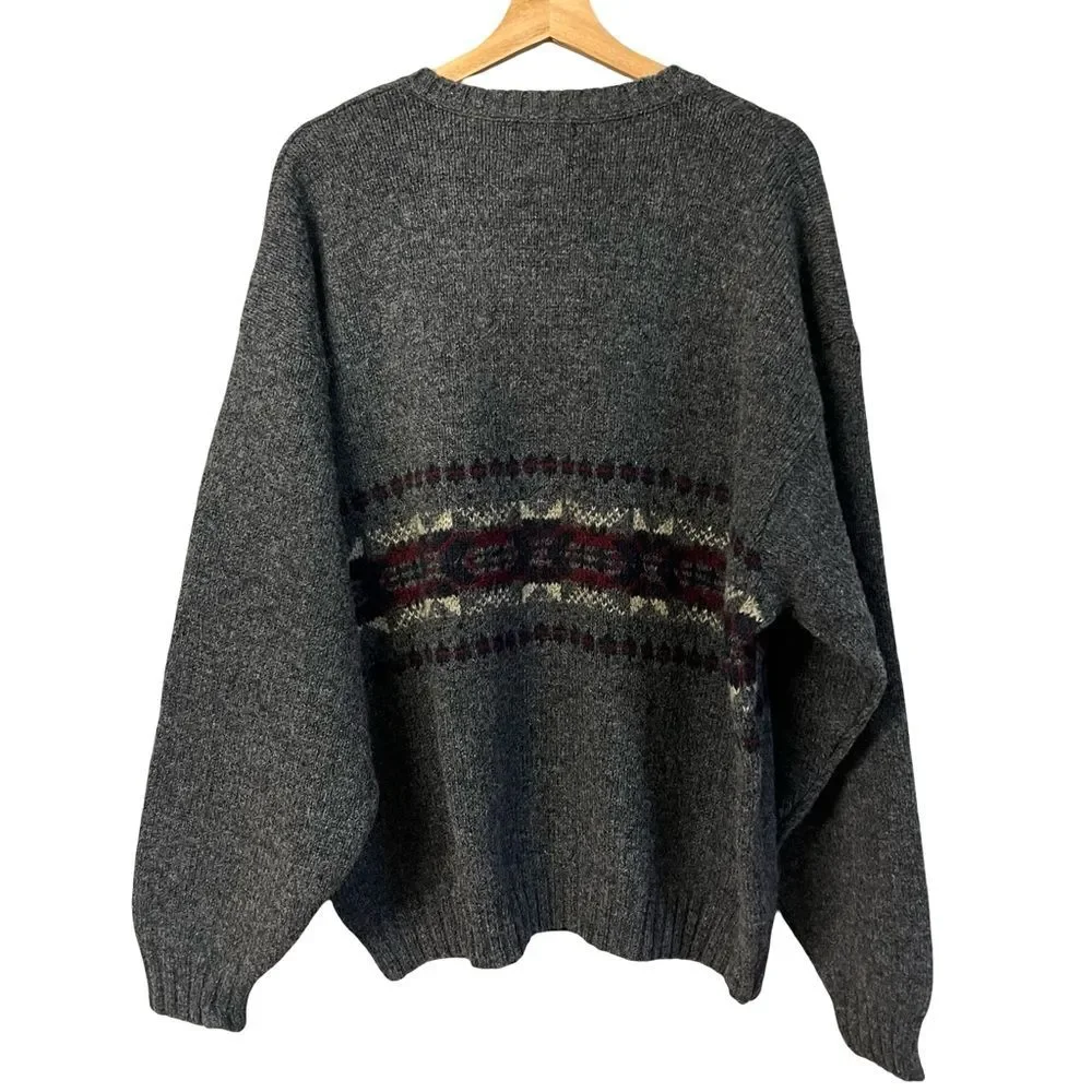 Vintage Eddie Bauer Mens Fair Isle Sweater Size XXL Wool Blend Nordic USA 90s